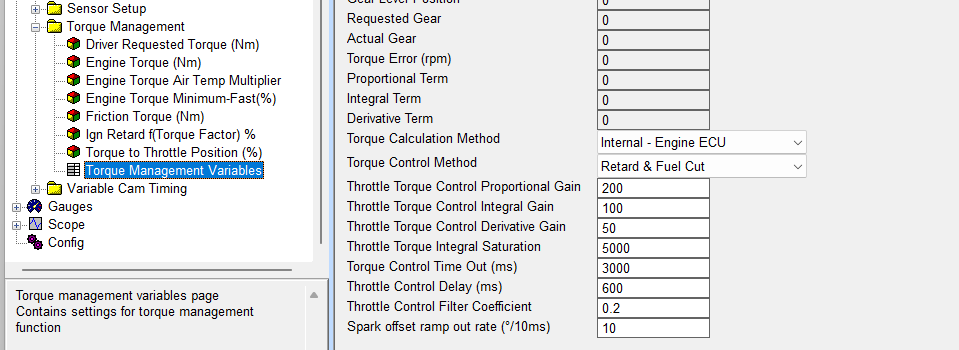 Torque Manager variables for CANTCU integration.
