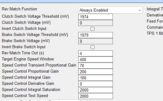 Downshift Rev Matching variables.