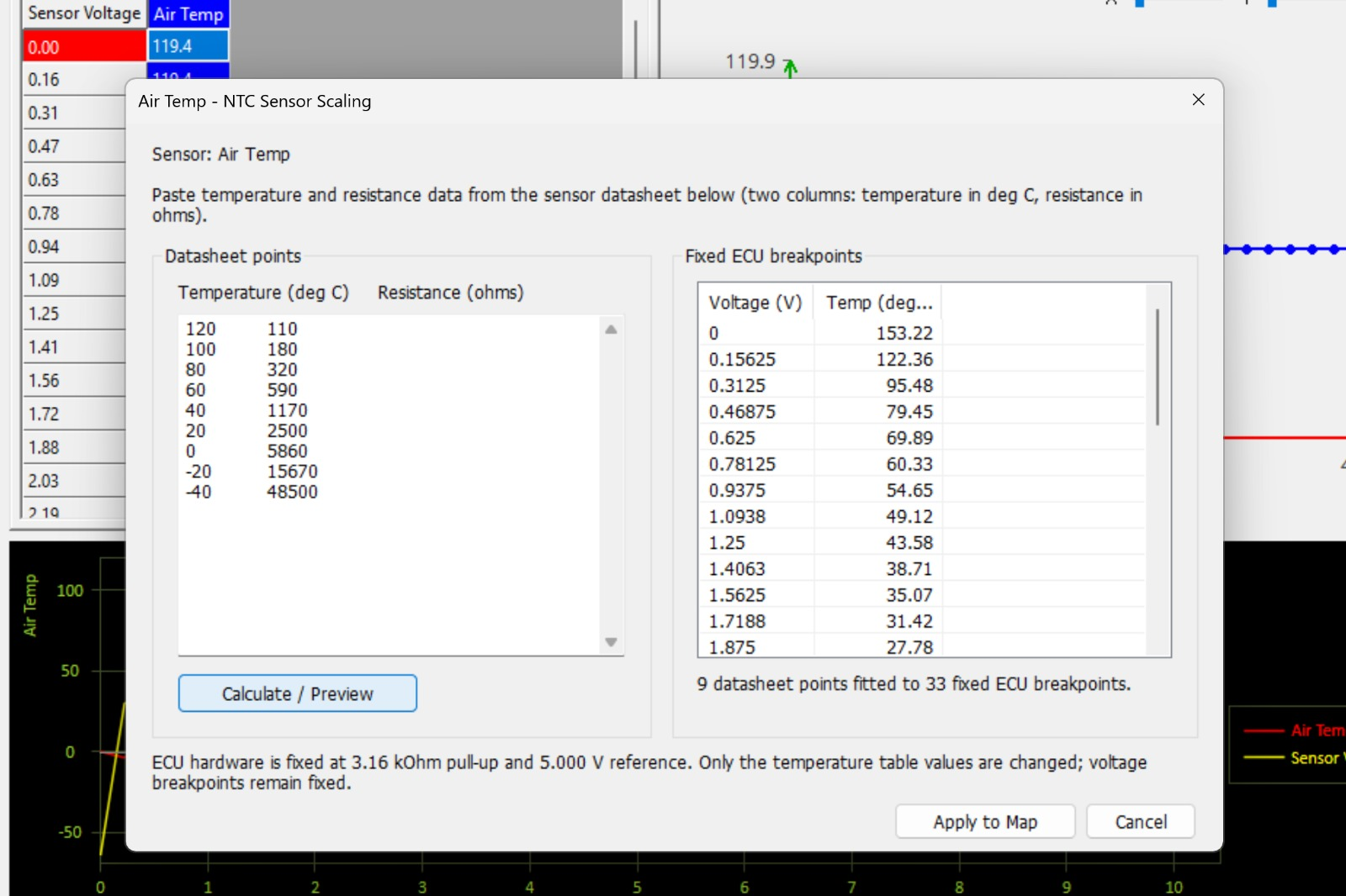 NTC Sensor Calculator for temperature sensor scaling.
