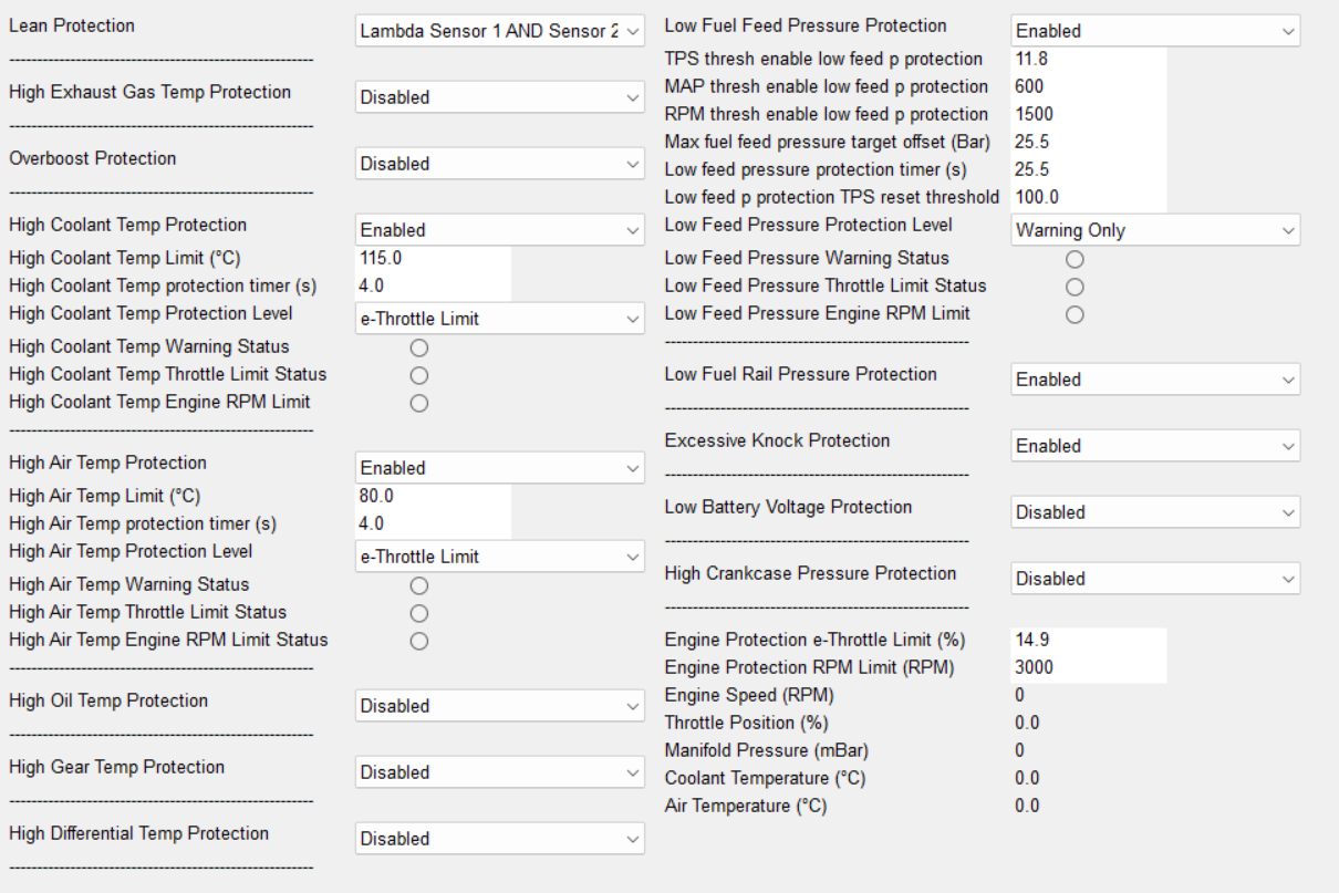 Overview of engine protection strategies.
